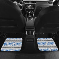 Samoa White Sunday Car Mats Samoan Tapa Blue Hibiscus - Polynesian Pride