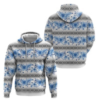 Samoa White Sunday Hoodie Samoan Tapa Blue Hibiscus - Polynesian Pride