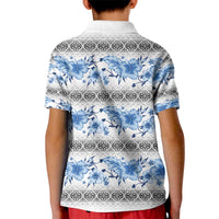 Samoa White Sunday Kid Polo Shirt Samoan Tapa Blue Hibiscus LT05 - Polynesian Pride