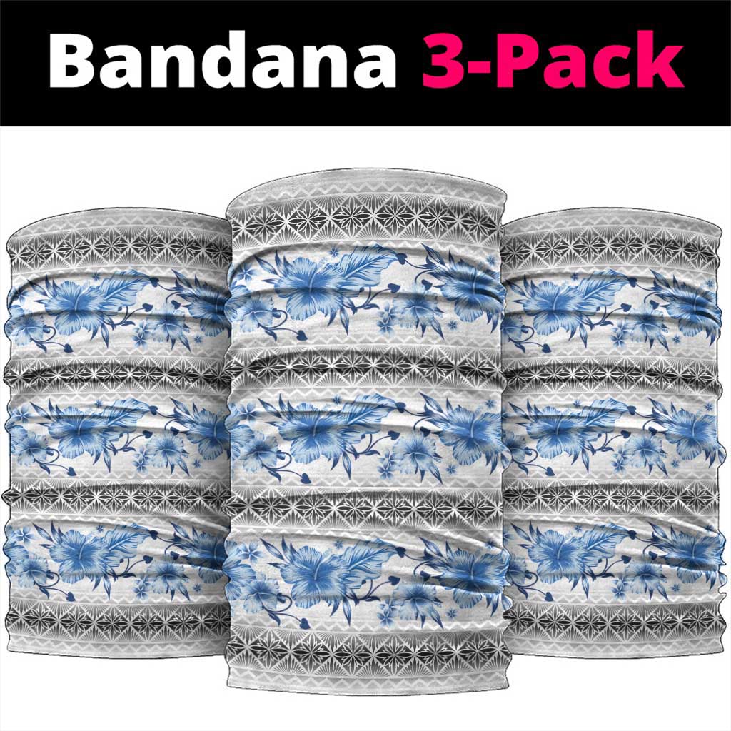 Samoa White Sunday Neck Gaiter Samoan Tapa Blue Hibiscus LT05 package One Size: 25*50cm Blue - Polynesian Pride