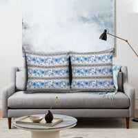 Samoa White Sunday Pillow Cover Samoan Tapa Blue Hibiscus - Polynesian Pride