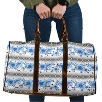 Samoa White Sunday Travel Bag Samoan Tapa Blue Hibiscus - Polynesian Pride
