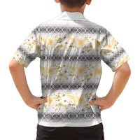 Samoa White Sunday Family Matching Off Shoulder Maxi Dress and Hawaiian Shirt Samoan Tapa Yellow Hibiscus - Polynesian Pride