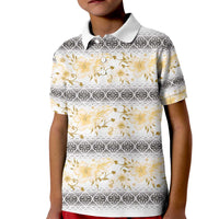 Samoa White Sunday Kid Polo Shirt Samoan Tapa Yellow Hibiscus LT05 Kid Yellow - Polynesian Pride