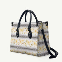 Samoa White Sunday Leather Bag Samoan Tapa Yellow Hibiscus - Polynesian Pride