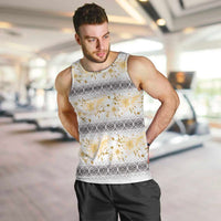 Samoa White Sunday Men Tank Top Samoan Tapa Yellow Hibiscus - Polynesian Pride