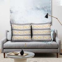 Samoa White Sunday Pillow Cover Samoan Tapa Yellow Hibiscus - Polynesian Pride