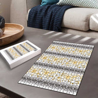 Samoa White Sunday Puzzle Samoan Tapa Yellow Hibiscus LT05 - Polynesian Pride