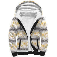 Samoa White Sunday Sherpa Hoodie Samoan Tapa Yellow Hibiscus - Polynesian Pride