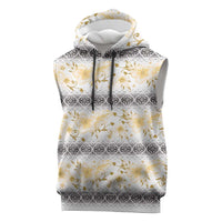 Samoa White Sunday Sleeveless Hoodie Samoan Tapa Yellow Hibiscus LT05 Yellow - Polynesian Pride