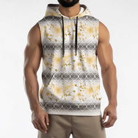 Samoa White Sunday Sleeveless Hoodie Samoan Tapa Yellow Hibiscus LT05 - Polynesian Pride