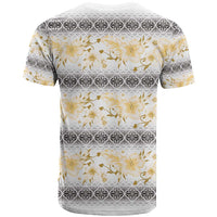 Samoa White Sunday T Shirt Samoan Tapa Yellow Hibiscus - Polynesian Pride