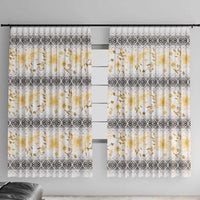 Samoa White Sunday Window Curtain Samoan Tapa Yellow Hibiscus - Polynesian Pride