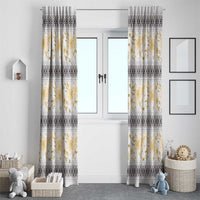 Samoa White Sunday Window Curtain Samoan Tapa Yellow Hibiscus - Polynesian Pride