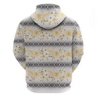 Samoa White Sunday Zip Hoodie Samoan Tapa Yellow Hibiscus - Polynesian Pride