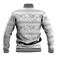 Samoa White Sunday Baseball Jacket Samoan Tapa White Hibiscus - Polynesian Pride