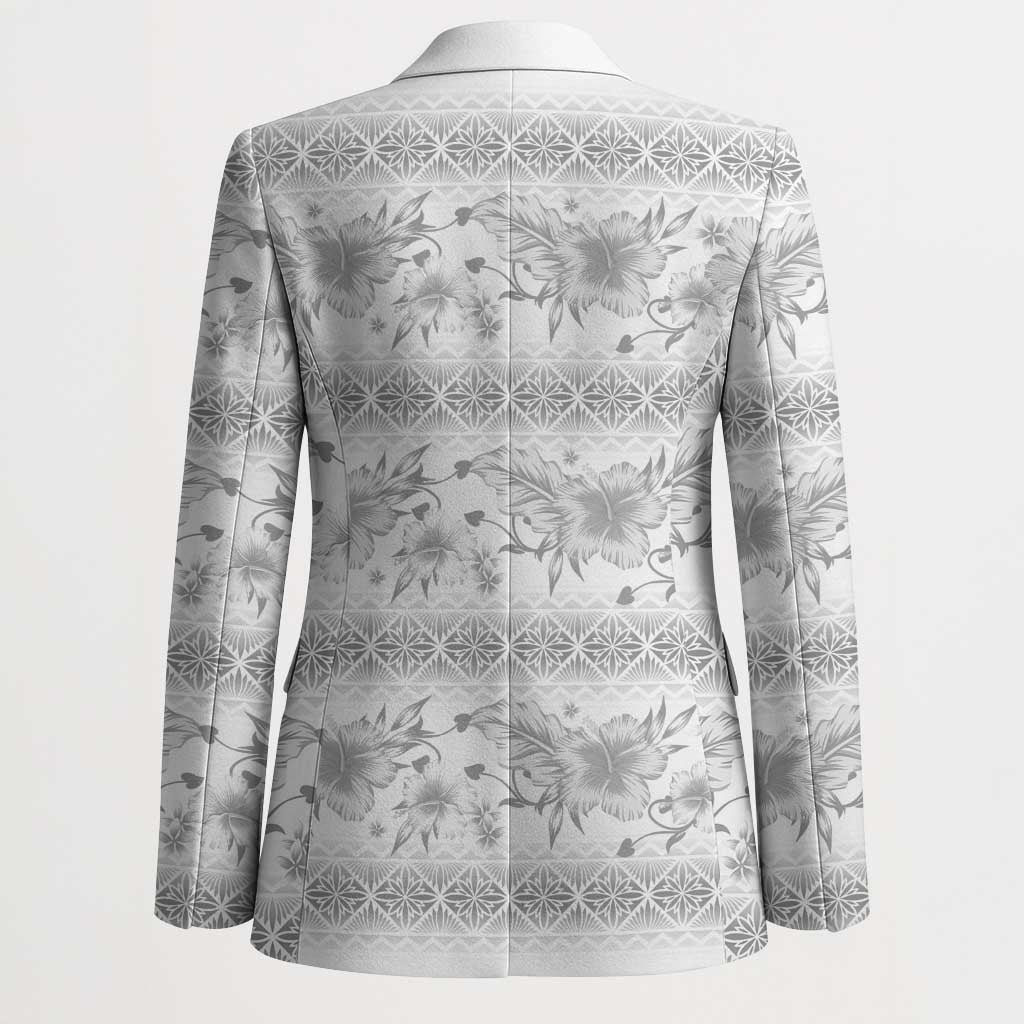 Samoa White Sunday Blazer Samoan Tapa White Hibiscus LT05 - Polynesian Pride
