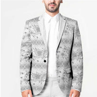 Samoa White Sunday Blazer Samoan Tapa White Hibiscus LT05 - Polynesian Pride