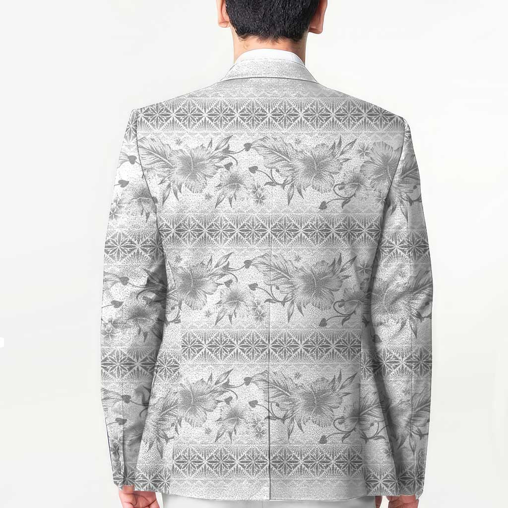 Samoa White Sunday Blazer Samoan Tapa White Hibiscus LT05 - Polynesian Pride