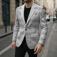 Samoa White Sunday Blazer Samoan Tapa White Hibiscus LT05 - Polynesian Pride