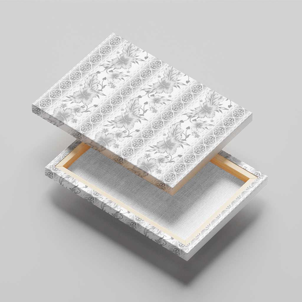 Samoa White Sunday Canvas Wall Art Samoan Tapa White Hibiscus - Polynesian Pride