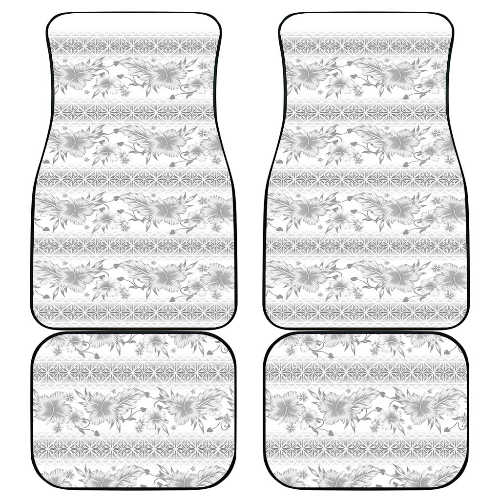 Samoa White Sunday Car Mats Samoan Tapa White Hibiscus - Polynesian Pride
