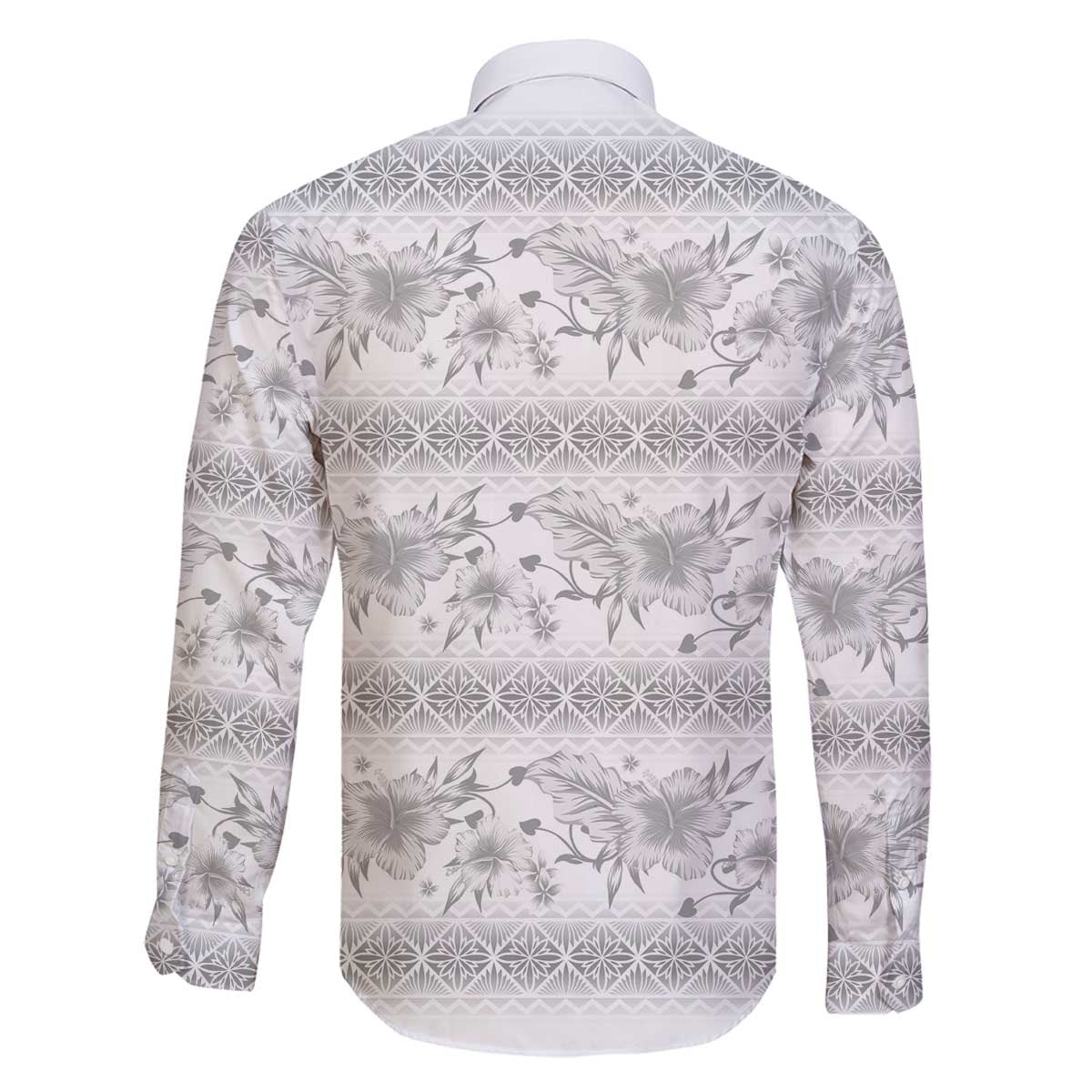 Samoa White Sunday Family Matching Off The Shoulder Long Sleeve Dress and Hawaiian Shirt Samoan Tapa White Hibiscus - Polynesian Pride