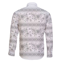 Samoa White Sunday Family Matching Off The Shoulder Long Sleeve Dress and Hawaiian Shirt Samoan Tapa White Hibiscus - Polynesian Pride