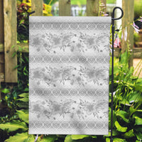 Samoa White Sunday Garden Flag Samoan Tapa White Hibiscus - Polynesian Pride