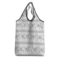 Samoa White Sunday Grocery Bag Samoan Tapa White Hibiscus - Polynesian Pride