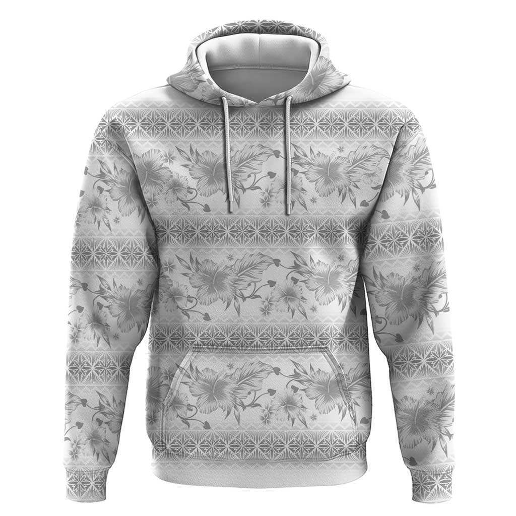 Samoa White Sunday Hoodie Samoan Tapa White Hibiscus - Polynesian Pride