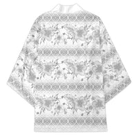 Samoa White Sunday Kimono Samoan Tapa White Hibiscus - Polynesian Pride