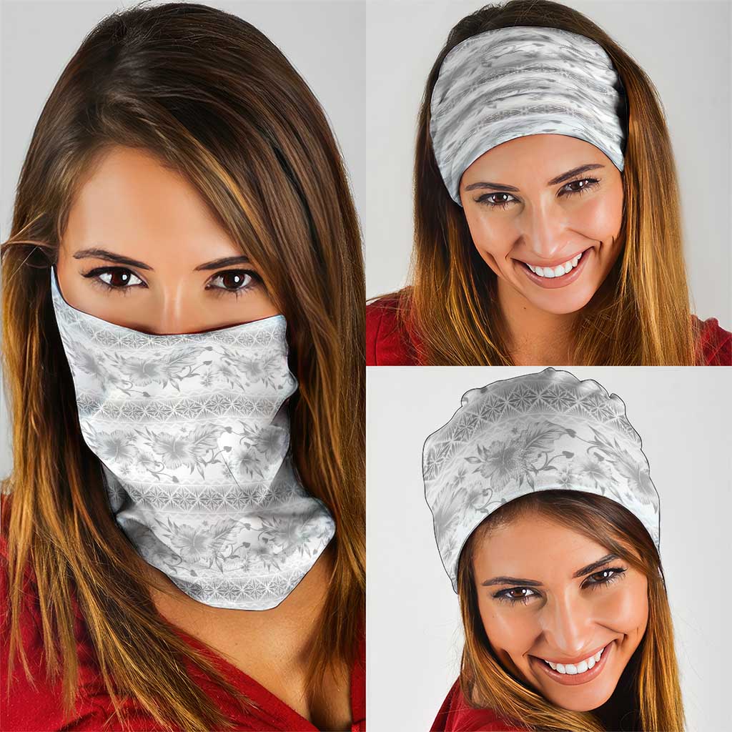 Samoa White Sunday Neck Gaiter Samoan Tapa White Hibiscus LT05 - Polynesian Pride