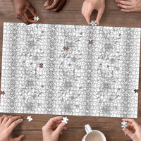 Samoa White Sunday Puzzle Samoan Tapa White Hibiscus LT05 - Polynesian Pride