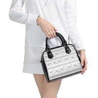 Samoa White Sunday Shoulder Handbag Samoan Tapa White Hibiscus - Polynesian Pride