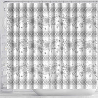 Samoa White Sunday Shower Curtain Samoan Tapa White Hibiscus - Polynesian Pride