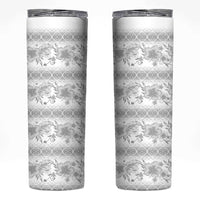 Samoa White Sunday Skinny Tumbler Samoan Tapa White Hibiscus - Polynesian Pride