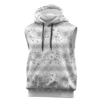 Samoa White Sunday Sleeveless Hoodie Samoan Tapa White Hibiscus LT05 White - Polynesian Pride