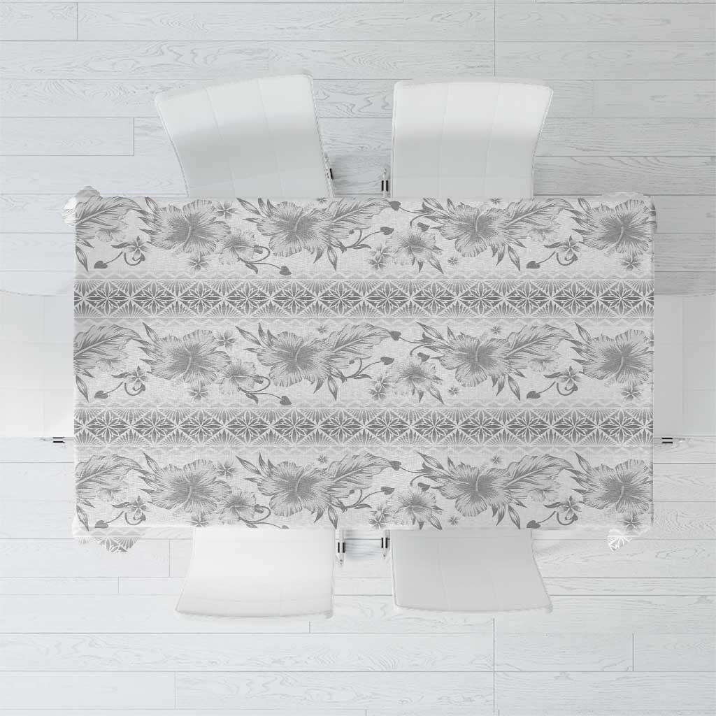 Samoa White Sunday Tablecloth Samoan Tapa White Hibiscus - Polynesian Pride