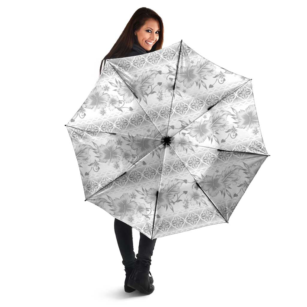 Samoa White Sunday Umbrella Samoan Tapa White Hibiscus - Polynesian Pride