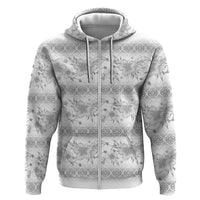 Samoa White Sunday Zip Hoodie Samoan Tapa White Hibiscus - Polynesian Pride