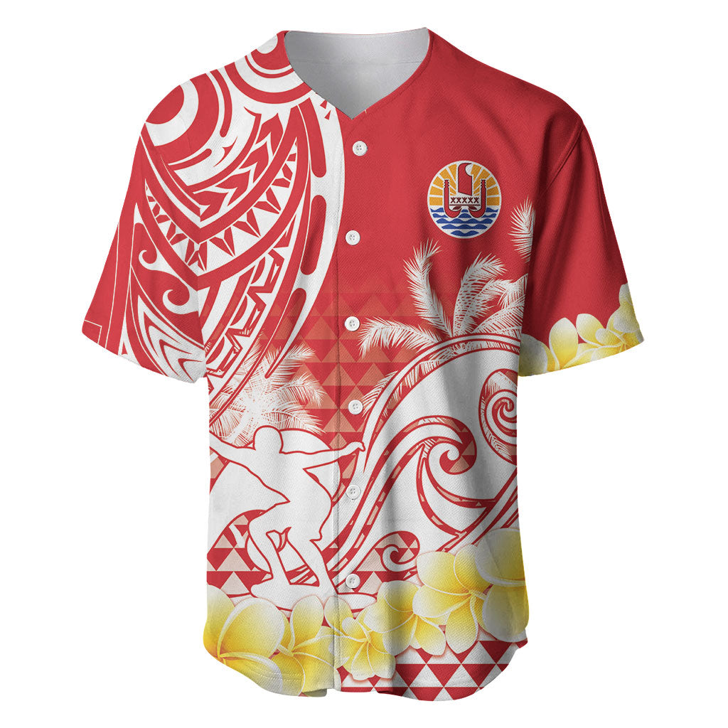 Personalised Tahiti Surfing Baseball Jersey Polynesian Style