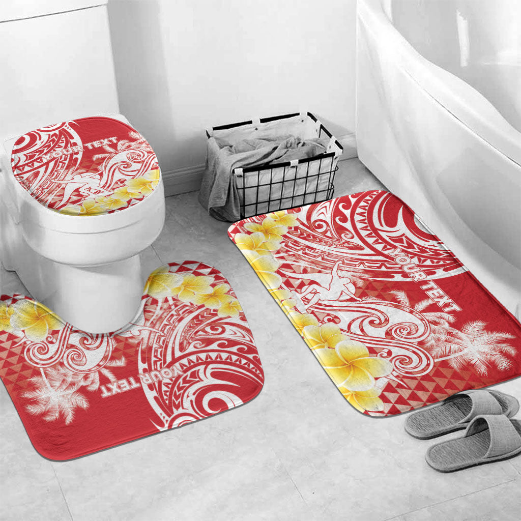 Personalised Tahiti Surfing Bathroom Set Polynesian Style LT05 Mat Set Only (3 pcs) One Size Red - Polynesian Pride