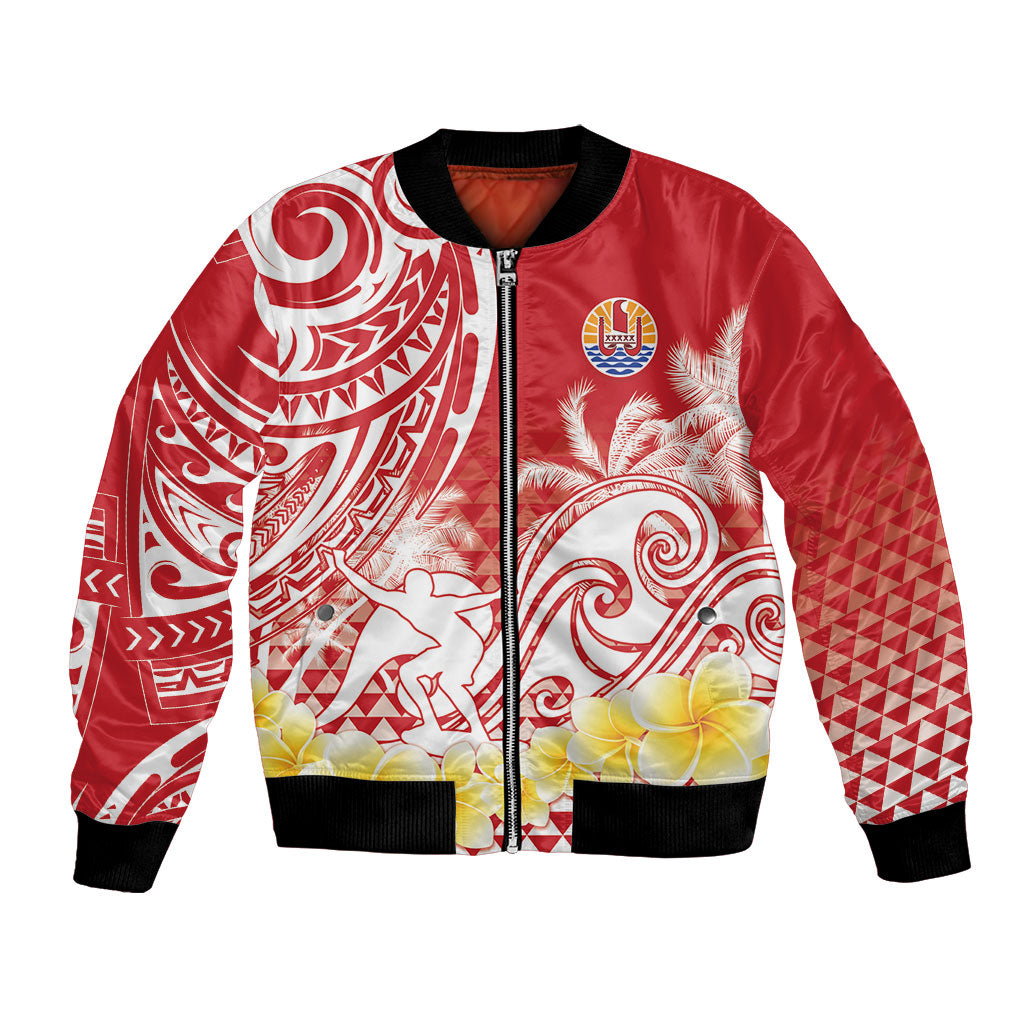 Personalised Tahiti Surfing Bomber Jacket Polynesian Style