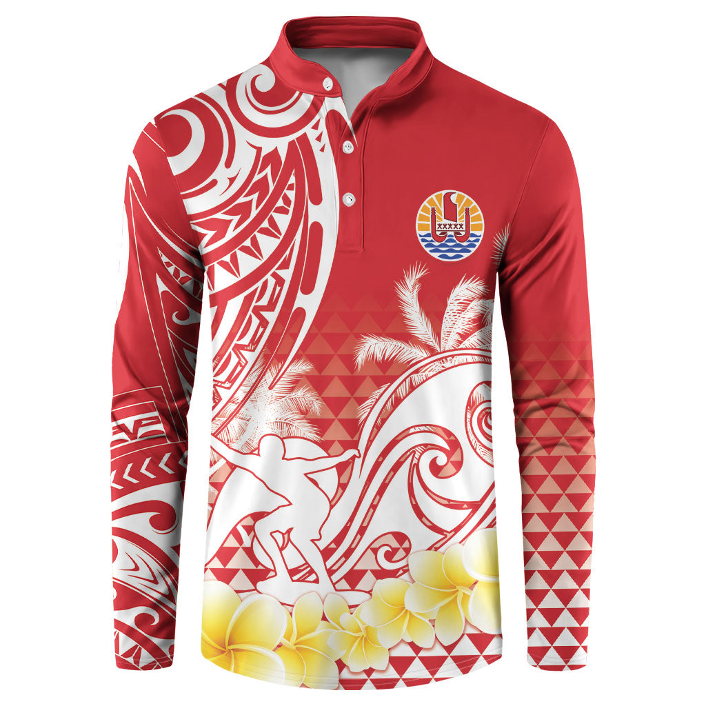 Personalised Tahiti Surfing Button Sweatshirt Polynesian Style LT05 Red - Polynesian Pride