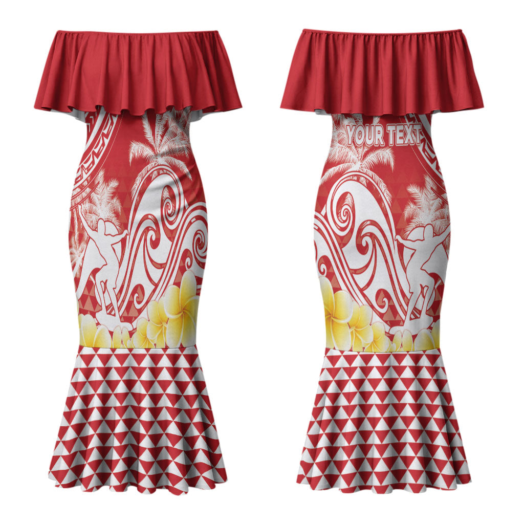 Personalised Tahiti Surfing Couples Matching Mermaid Dress and Hawaiian Shirt Polynesian Style
