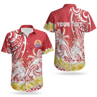 Personalised Tahiti Surfing Couples Matching Off Shoulder Short Dress and Hawaiian Shirt Polynesian Style