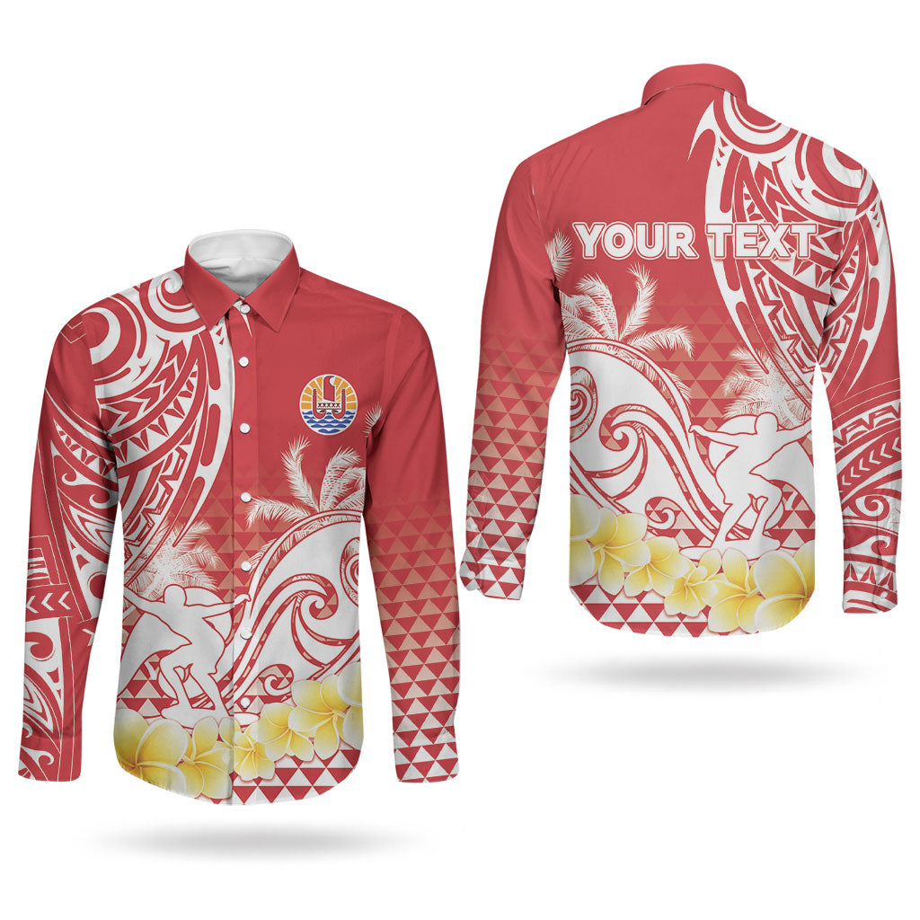 Personalised Tahiti Surfing Couples Matching Summer Maxi Dress and Long Sleeve Button Shirt Polynesian Style
