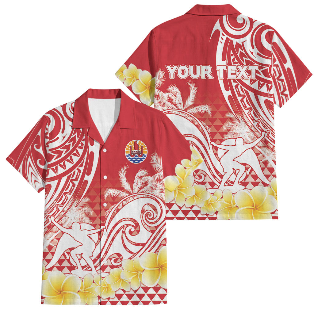 Personalised Tahiti Surfing Family Matching Long Sleeve Bodycon Dress and Hawaiian Shirt Polynesian Style LT05 Dad's Shirt - Short Sleeve Red - Polynesian Pride