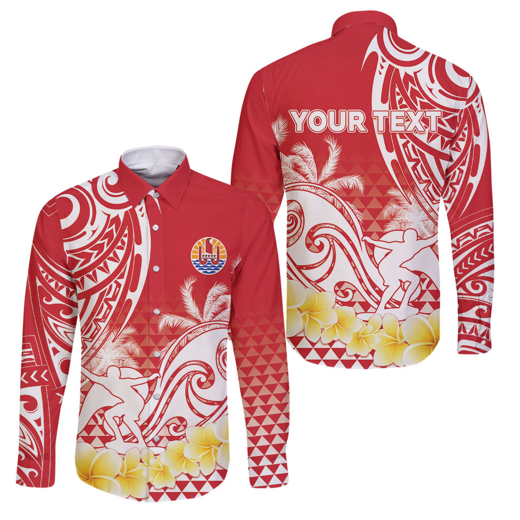 Personalised Tahiti Surfing Family Matching Off The Shoulder Long Sleeve Dress and Hawaiian Shirt Polynesian Style